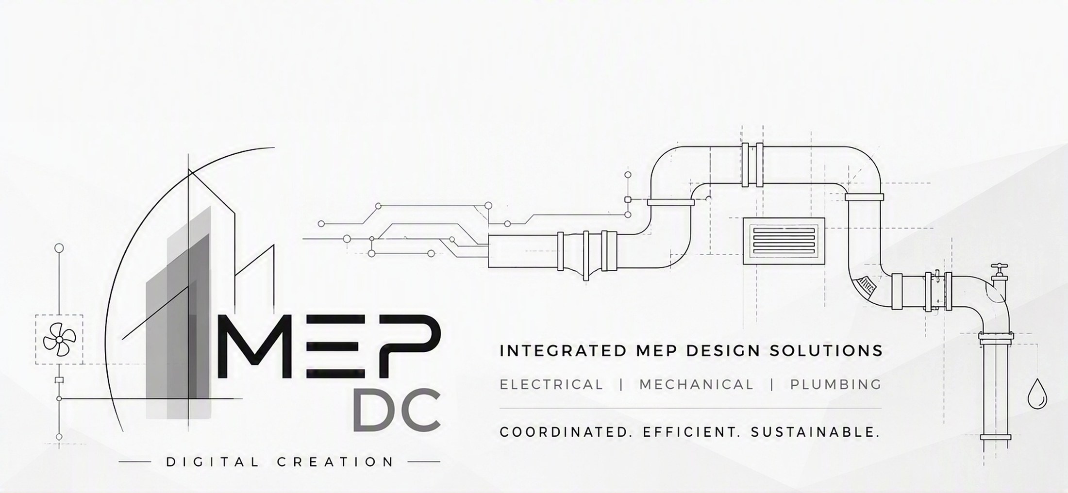 MEP DC banner — mechanical, electrical and plumbing digital creation
